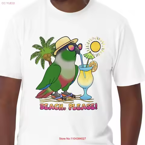 Summer Conure T Shirt Green Cheek Cool sipping drink Doogle Birb Memes mom gift idea Beach please Parrot vintage Washed