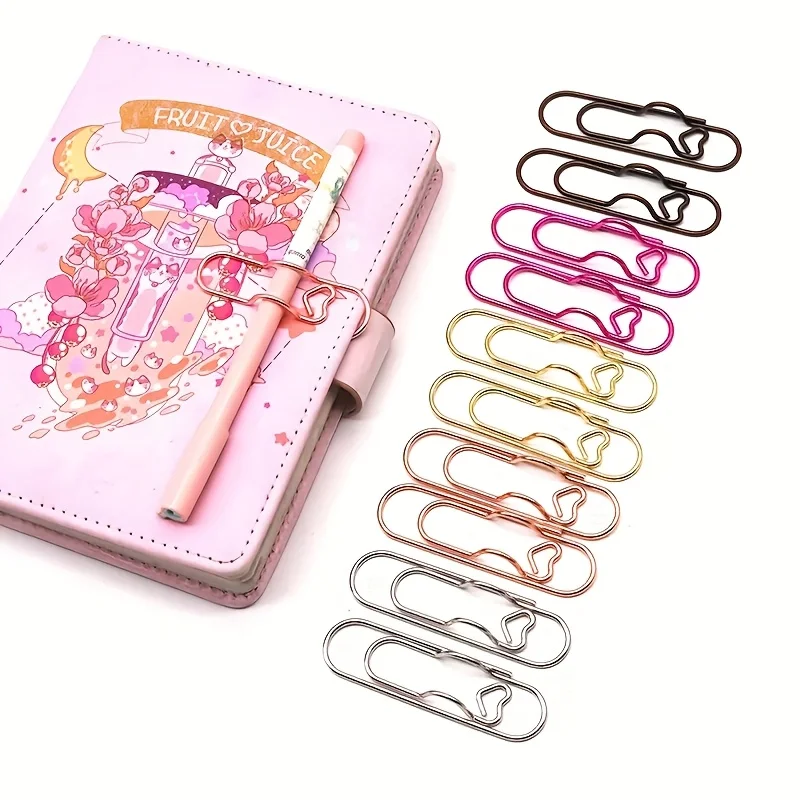 10/6pcs Cute Pen Clip Bookmarks - Fun Shaped Paper Clips for School Supplies, Pencil Case & Planner Accessories ( Heart-Shaped)