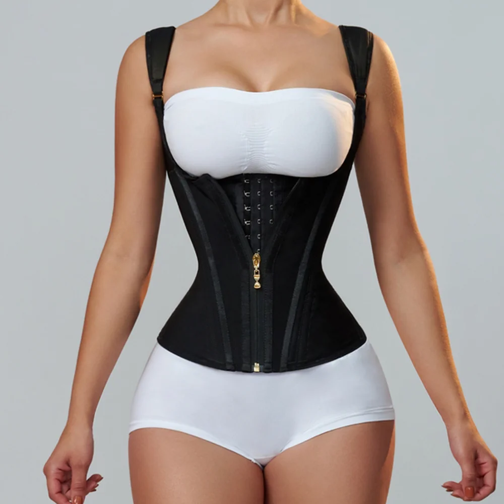 Fajas Colombianas Body Shapewear with Steel Bones Tummy Control Double Compression Waist Trainer Slimming Corset Post Op Surgery