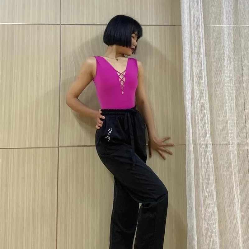 customized Latin dance outfit lightweight drawstring elastic band sports pants comfortable for daily dance practice