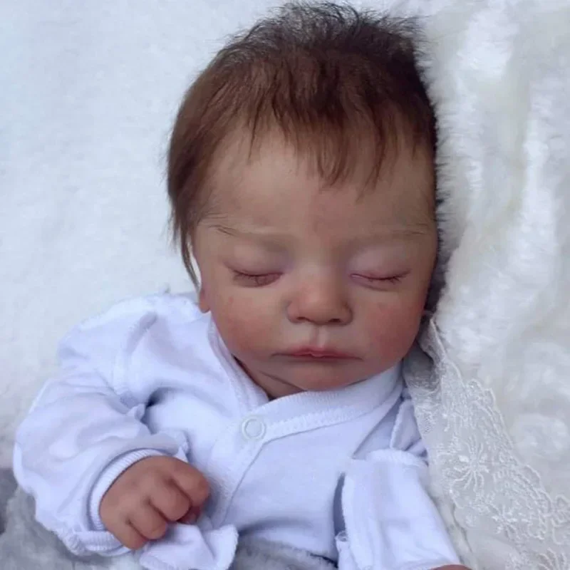 48CM Soft Body Kai Newborn Baby Reborn Doll Lifelike Rooted Hair Soft Touch Cuddly Baby Multiple Layers Painting 3D Skin