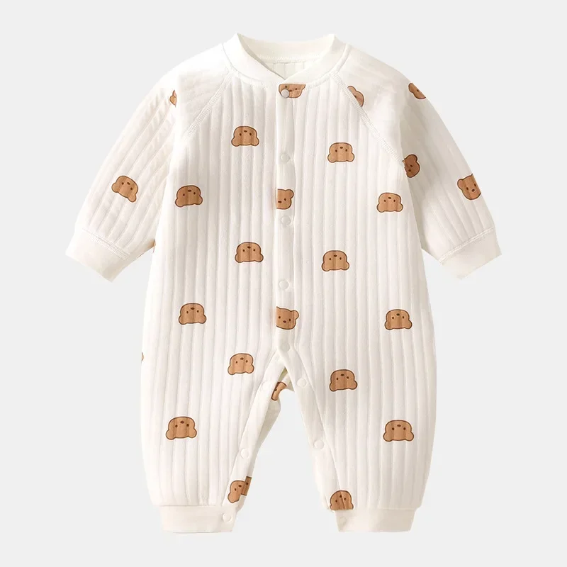 Baby Kleidung Mädchen Jungen Stricken Strampler 0-1Y Tier Druck Warme Neugeborene Overall Pyjamas Nette Onesies Karneval Kostüm