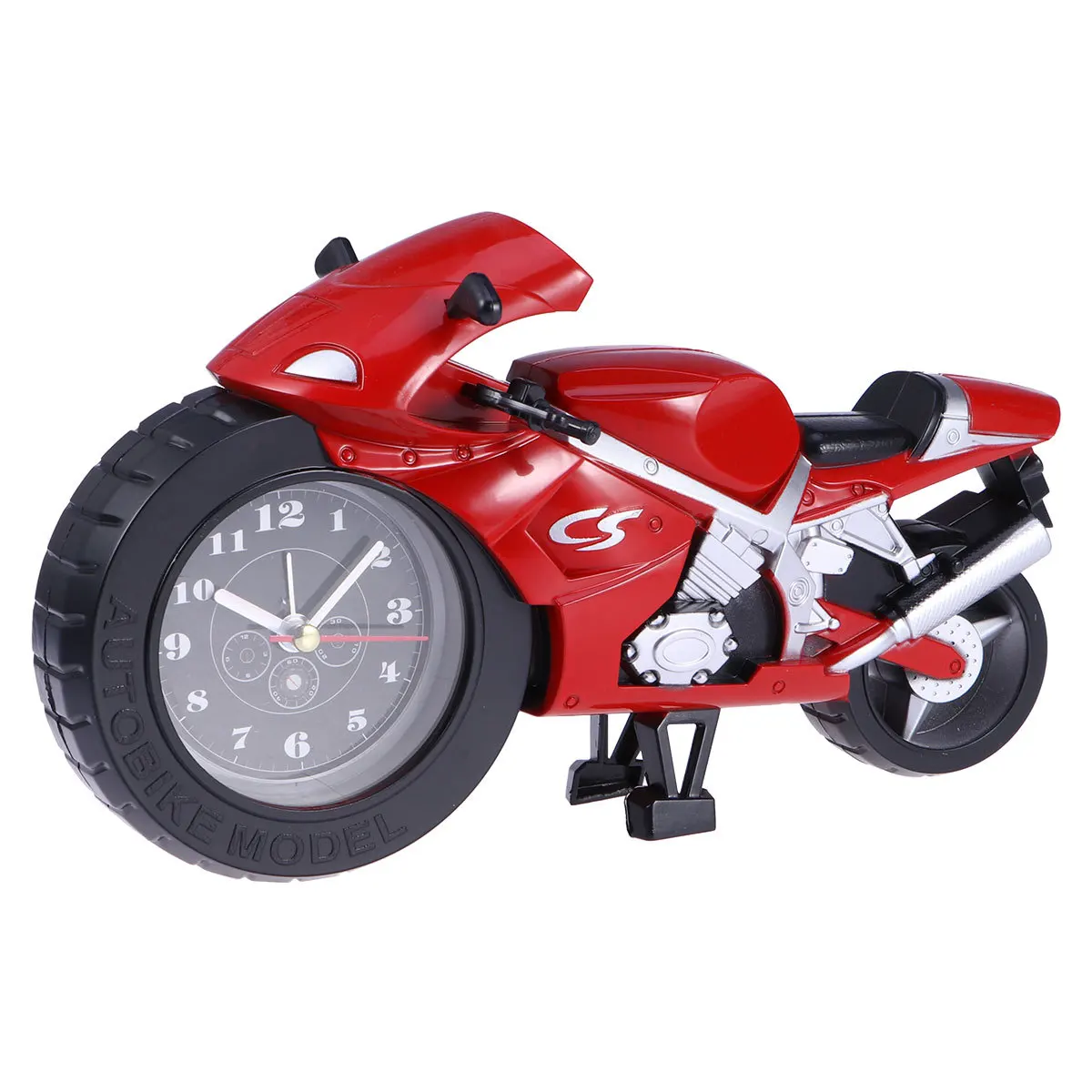 

Red Cartoon Alarm Clock Quartz Powered Accurate Timekeeping Eye Catching Room Decor Perfect Gift for Biker