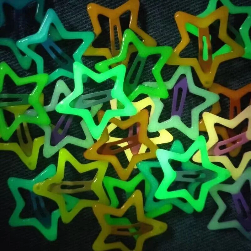 10pcs Colorful Glow in The Dark Star Heart Hairpin BB Snap Clips Luminous Barrettes Girls Hair Grip Kid Headdress Accessories view 3