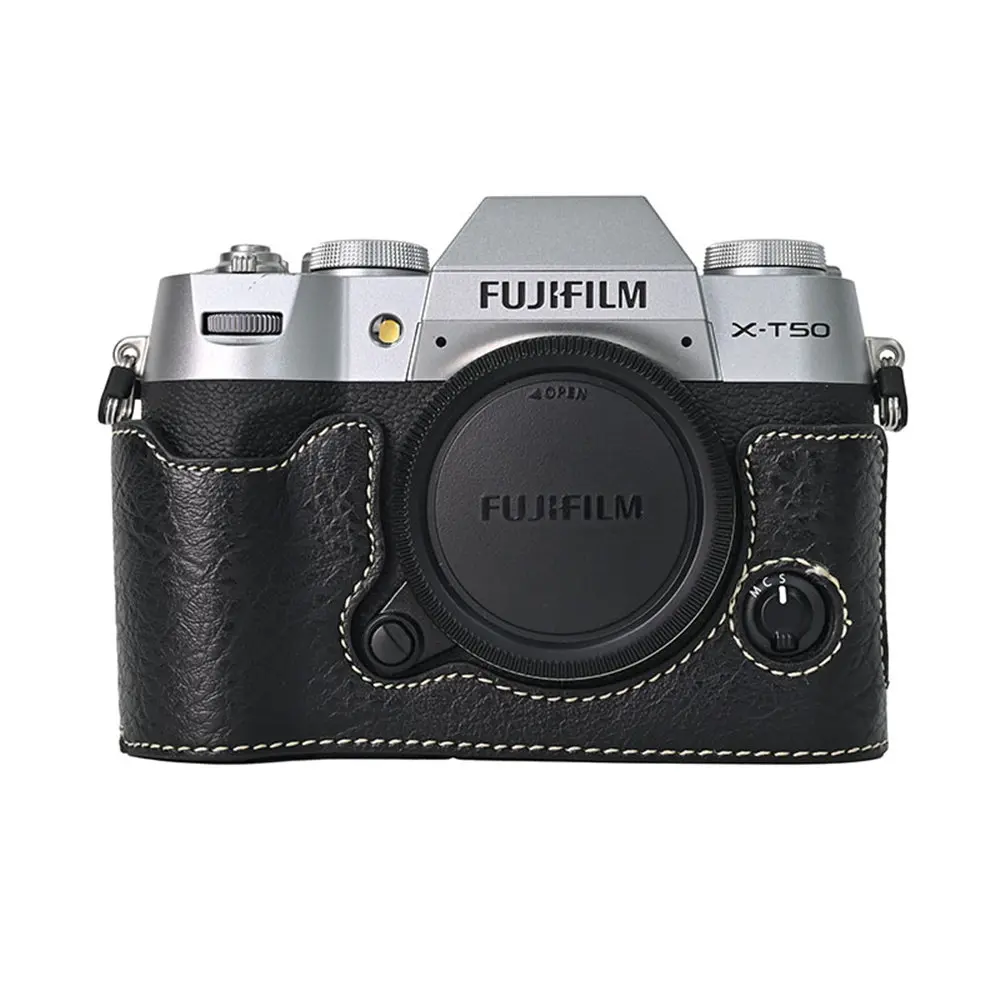 Litchi Skin PU Leather Half Case for Fujifilm Fuji XT50 XS10 XS20