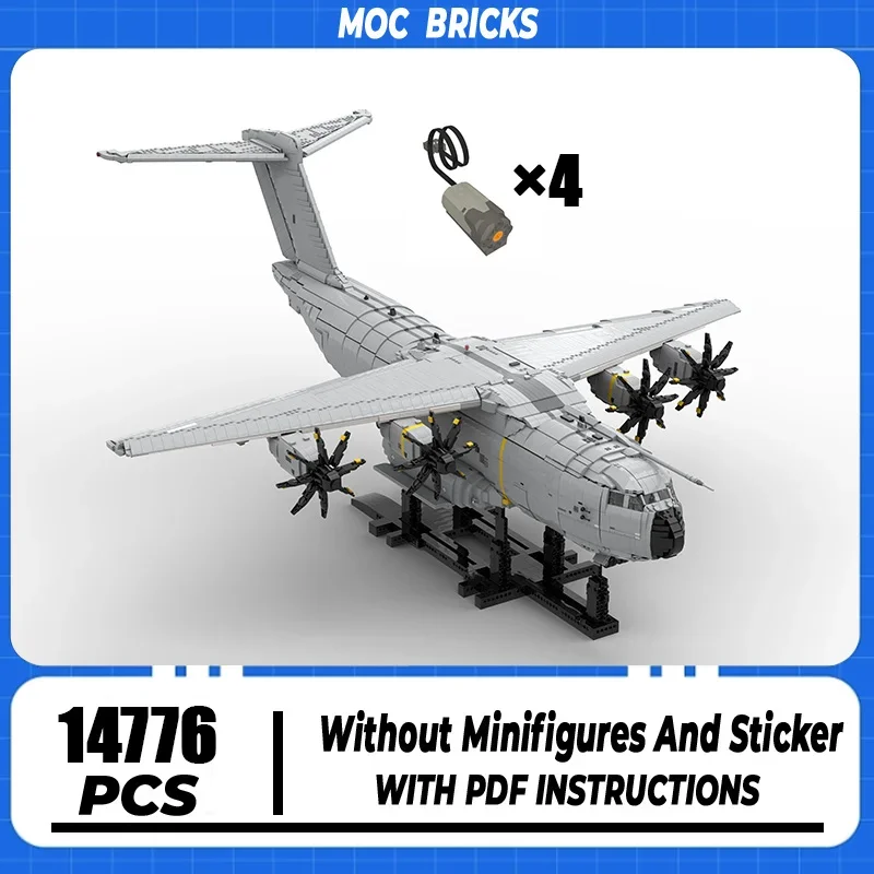 Moc Building Blocks Airbus A400M Atlas Model Technology Fighter Bricks DIY Assembly With Motor Large Aircraft Toys  Gift