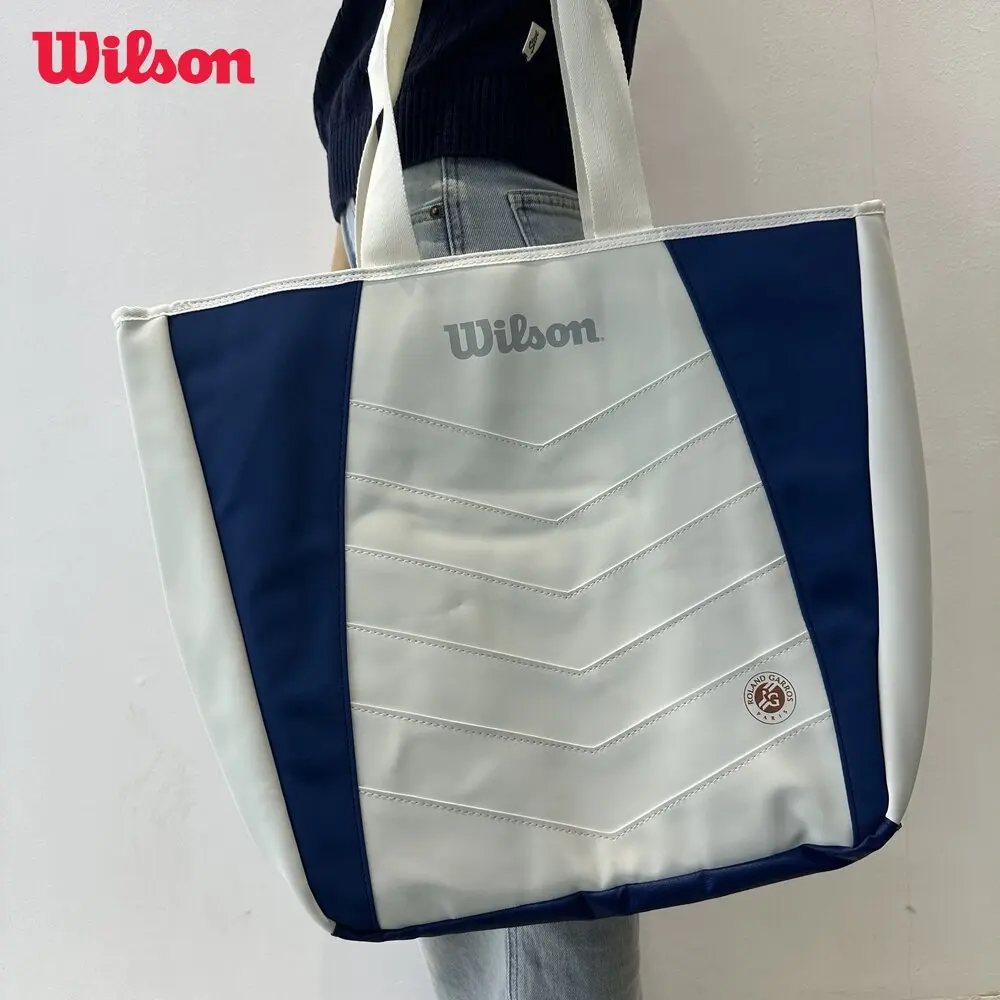 Wilson 2024 Roland Garros Tote Tennis Racquet Bag Match Team Light Sports Tennis Bag for Racket With Fleece-Lined Pocket Beige