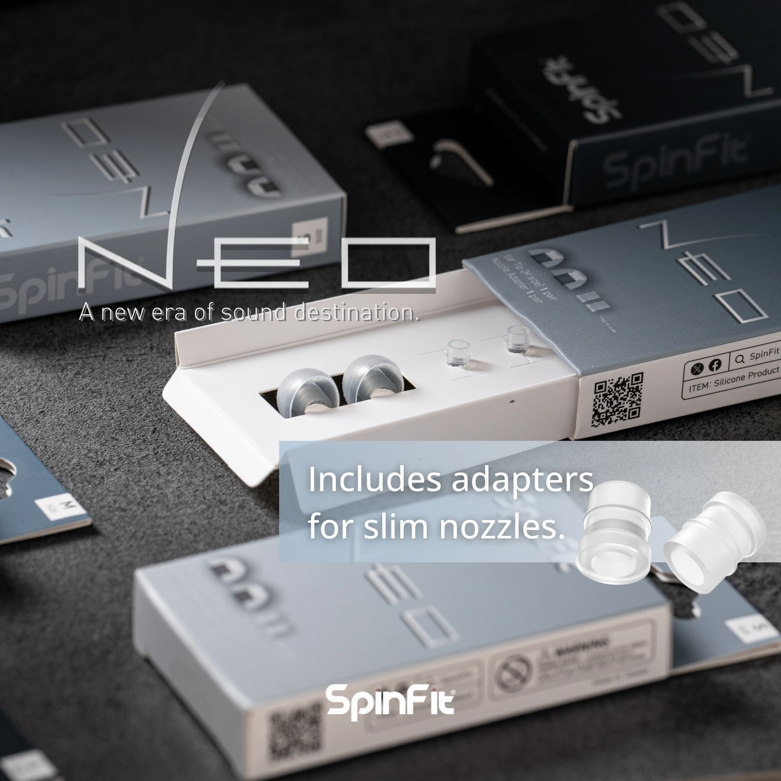 SpinFit Neo Premium Silicone Eartips 3D Axis Tech Silicone Upgrade & Immersive Sound - dla komfortu, precyzji i kompatybilności — zdjęcie produktu 3