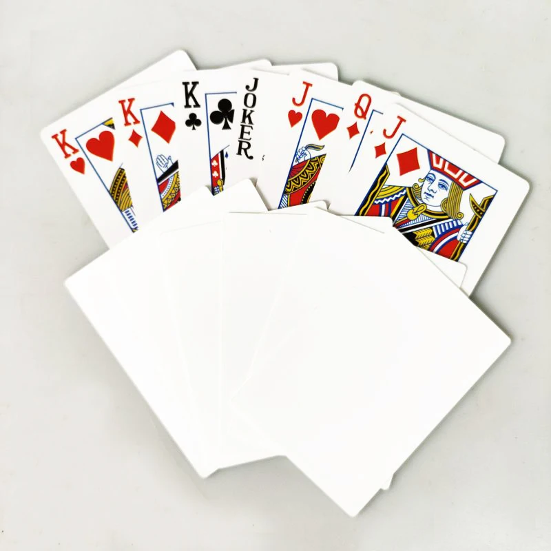 Double Side Printing PET Sublimation Blank Poker Game, Playing Card para viajar, casa, Festival Use, 5 Pcs por lote, frete grátis