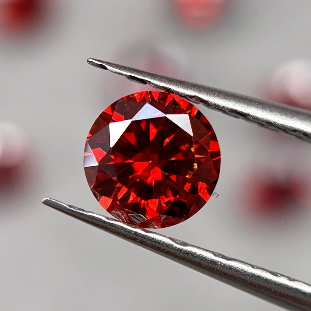 Piedra preciosa moissanita suelta VVS1 de Color rojo claro brillante de corte redondo 3-11mm 0,1-5ct con certificado GRA DIY para joyería