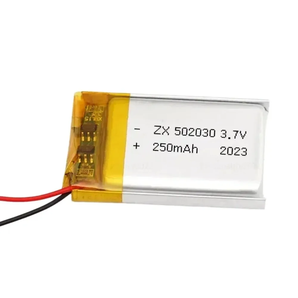 3.7V 250mAh 502030 Li-Po Lithium Polymer Battery High Temperature Resistant Bluetooth Headset Dash Cam Reading Pen Car Toy