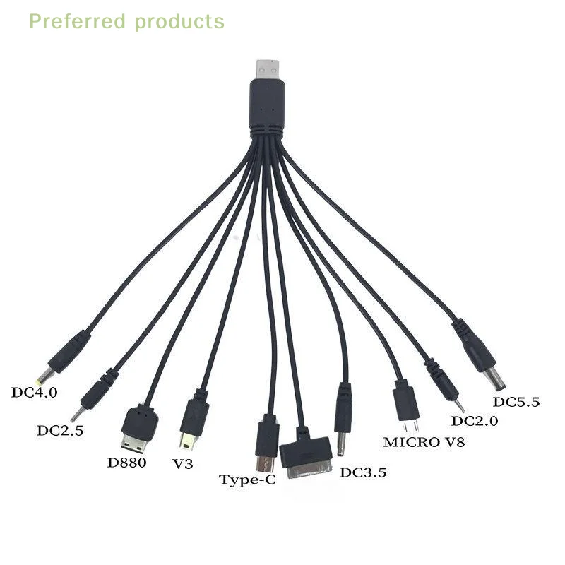 

Universal 10 in 1 Micro USB DC Phone Charger, 20cm Power Charging Cord