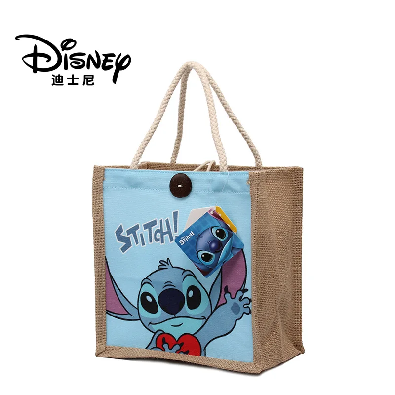 Disney-Bolso de mano de algodón de dibujos animados para niños, bolsa de almuerzo Kawaii, Lilo & Stitch, Winnie the Pooh, Lotso Alien