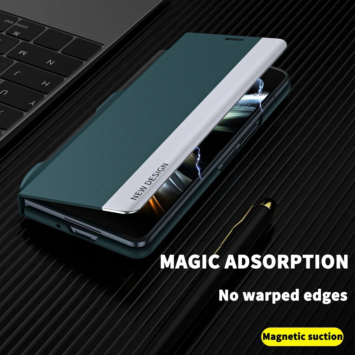 Funda de cuero con solapa magnética para Samsung Galaxy Z Fold 5, 4, 3, 5G, ranura para bolígrafo, S Pen, Z Fold5, Fold4, Fold3