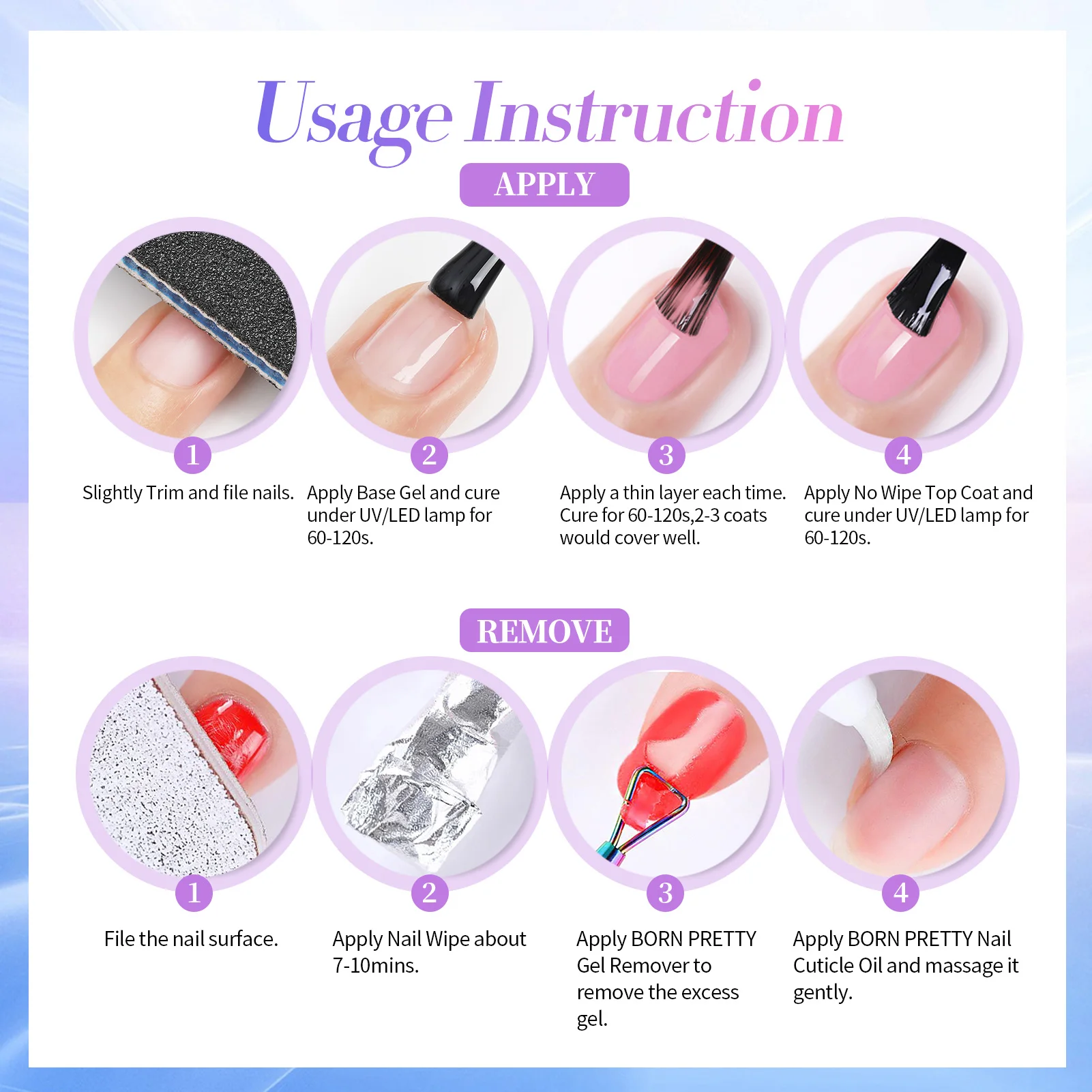 BORN PRETTY 6-teiliges Auroras Thread Shell Gel Nagellack-Set 7ML Weiße Perlentextur Semi-Permanenter Soak-Off Nagelkunst-Gel-Lack – Detail 9