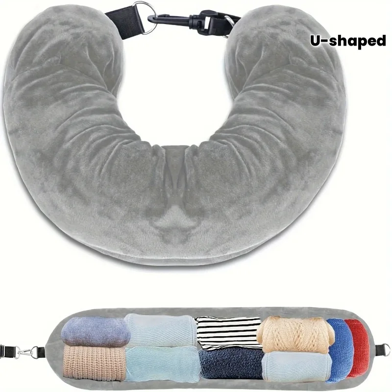 

A new type of travel U-shaped pillow, a U-shaped pillow that can hold clothes, easy to carry, essential for flights. Daily carry