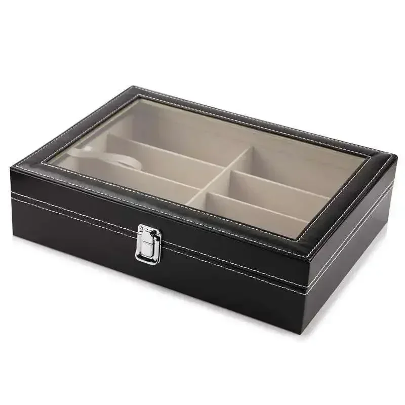 1pc Sunglass Organizer Faux Leather Eyeglasses Collector Eyewear Display Case Storage Box