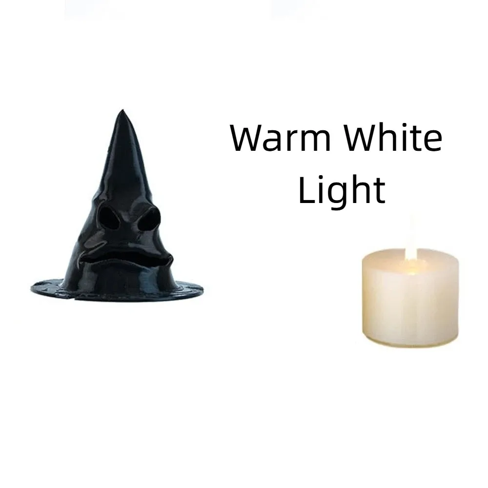 

Scary LED Light Up Witch Hat Hanging Light Glowing Hollow Out Hanging Holiday Decor Light Handmade Dark Spooky