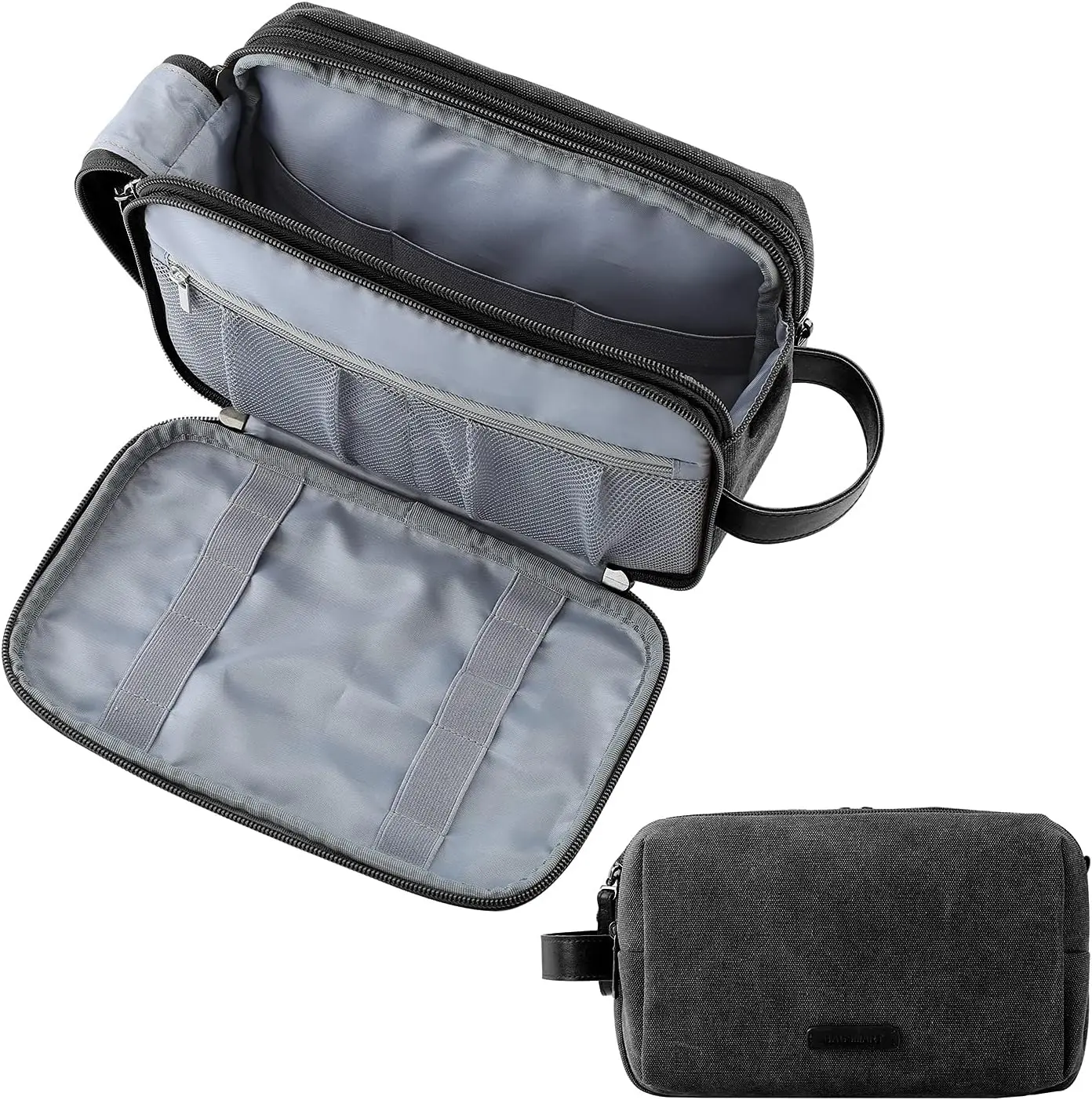 

Toiletry Bag for Men Canvas Travel Cosmetic Bags Water-resistant Shaving Bag for Toiletries Accessories Black-Medium