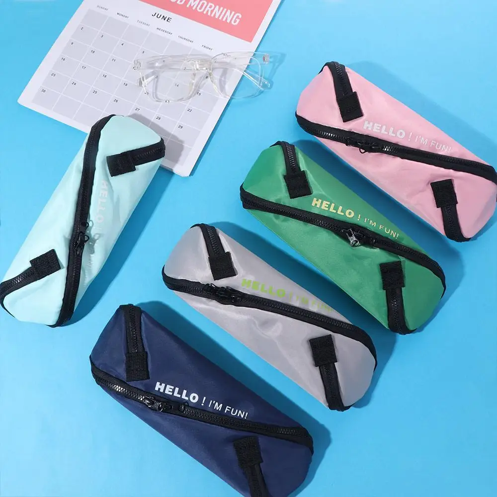 Multifunctional Canvas Pencil Case Japanese Style S Design Zipper Stationery Bag Large Capacity Simple Pen Bag School