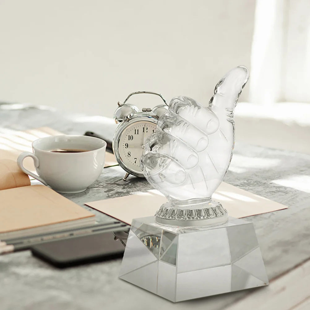 

Crystal Trophy Ornament Exquisite Hand-Shaped Award Trophy Decorative Small Crystal Trophies for Competitions