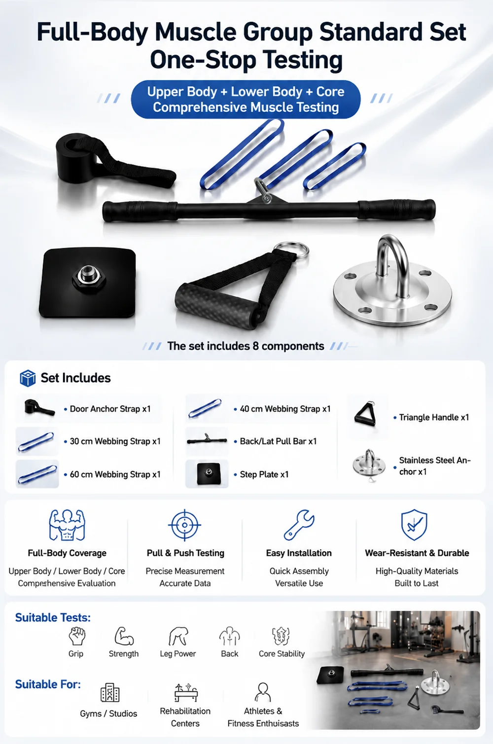 500kg Hochpräziser Isometrischer Kraftmesser Dynamometer Kraftsensor Push-Pull APP-Steuerung RFD Peak Force Paket 2 – Detail 10