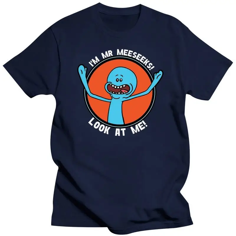 Printed T Shirts Mens Im Mr Meeseeks Look At Me! Mens Black Tees Shirt Clothing Printed T Shirt  Men T Shirt Casual Tops