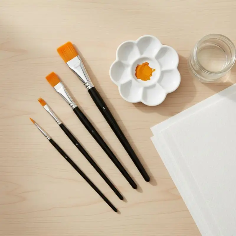 4Pcs Serrated Shape Paintbrush Set Landscape Leaf Art Brushes For Watercolor Oil Digital Painting - Artists & Students