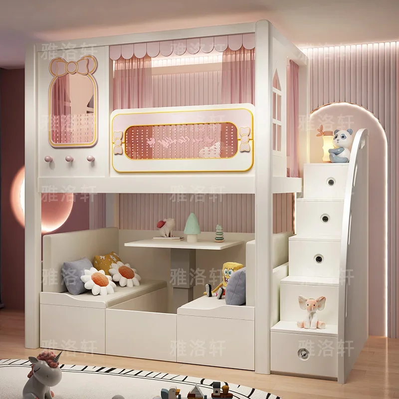 Children's Bed under Bed Desk Multi-Functional Combination Tree House Wardrobe Integrated Cloakroom Bed Small Apartment