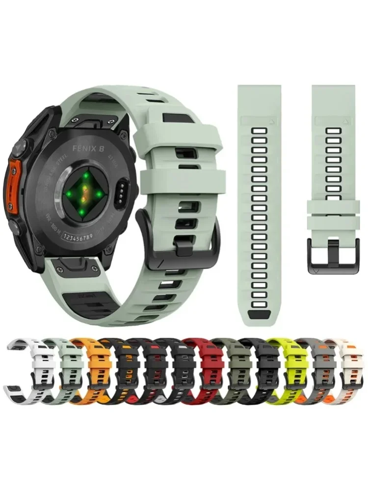 Zweifarbiges Silikonarmband QuickFit 20mm für Garmin Fenix 8 43mm 7S Pro 6S 5S/Instinct E 40mm/Descent Mk3 Mk3i 43mm Armband