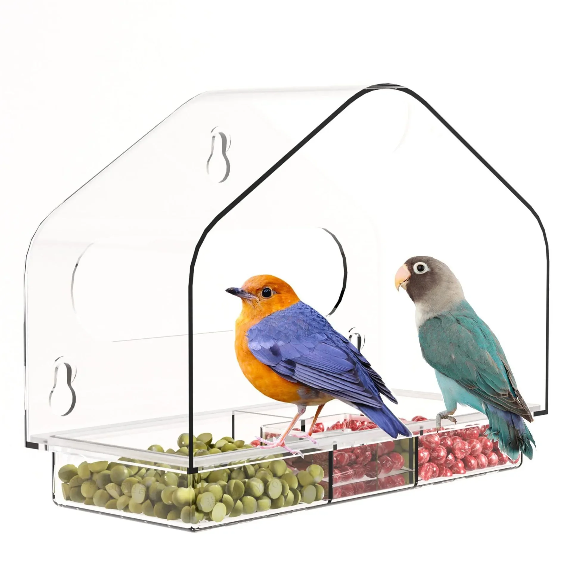 Bird Cage Transparent Acrylic Suction Cup No Punching Bird Feeder Feeder Pet Supplies Wall-mounted Parrot Bird Cage