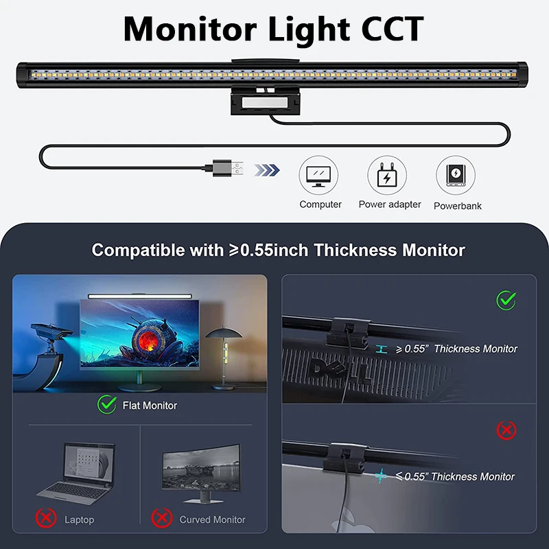 Usb 5 modları renk sıcaklığı Led ışık e-okuma bilgisayar monitörü lamba monitör ekranı ışık çubuğu