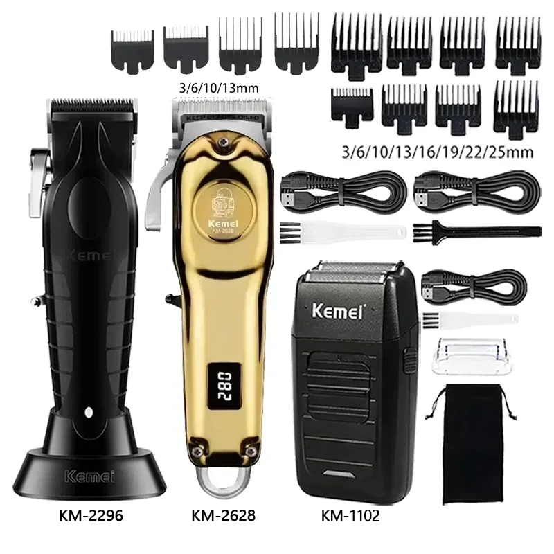 maquina-de-cortar-cabelo-kemei-km-2296-km-2628-km-1102-cortador-de-cabelo-sem-fio-recarregavel-para-barbeiro