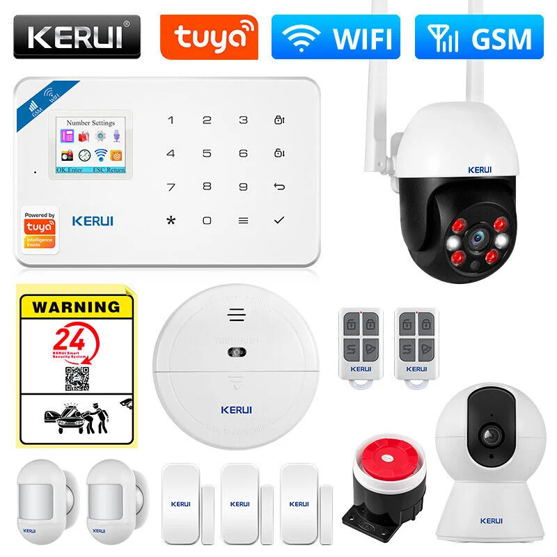 

KERUI W181 Домашняя охранная сигнализация GSM WIFI Tuya APP Беспроводная охранная сигнализация с дистанционным управлением с комплектом обнаружения датчика двери