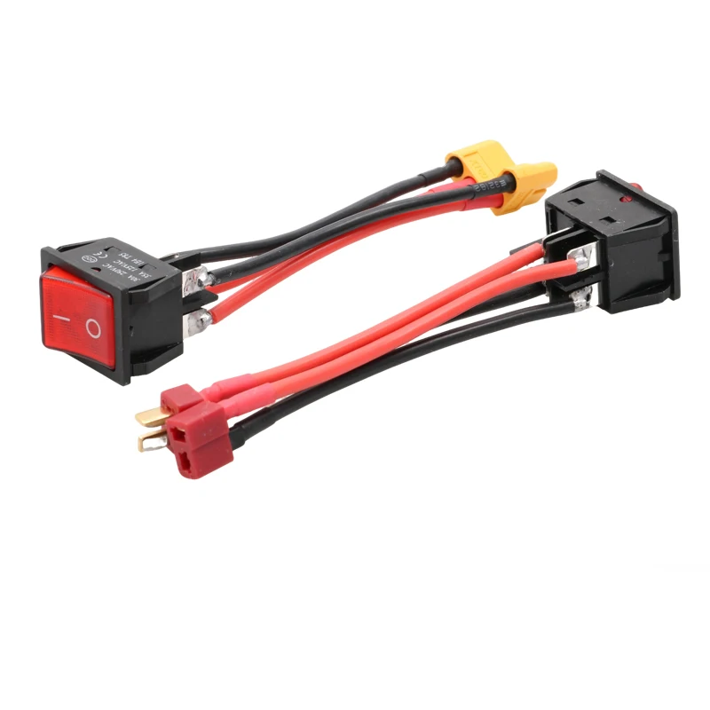 2PCS For RC Boat DC 12V 24V Brush Motor Switch 30A Large Current Two-position Rocker Switch with T/XT60 Plug Connector DIY Parts