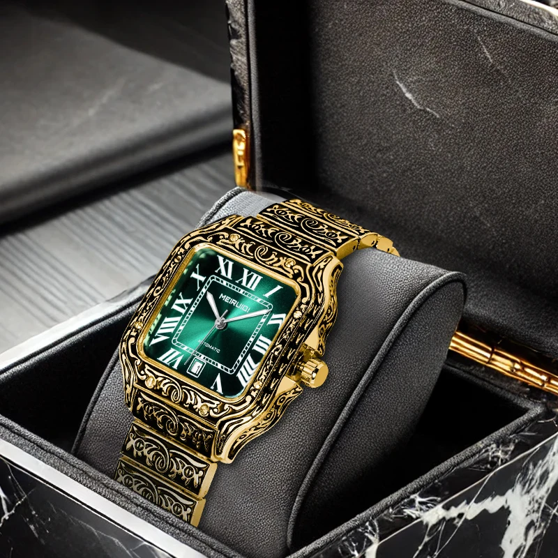 

Красивые и авангардные мужские механические часы желто-зеленого цвета с гравировкой календаря и полностью автоматическим механизмом.