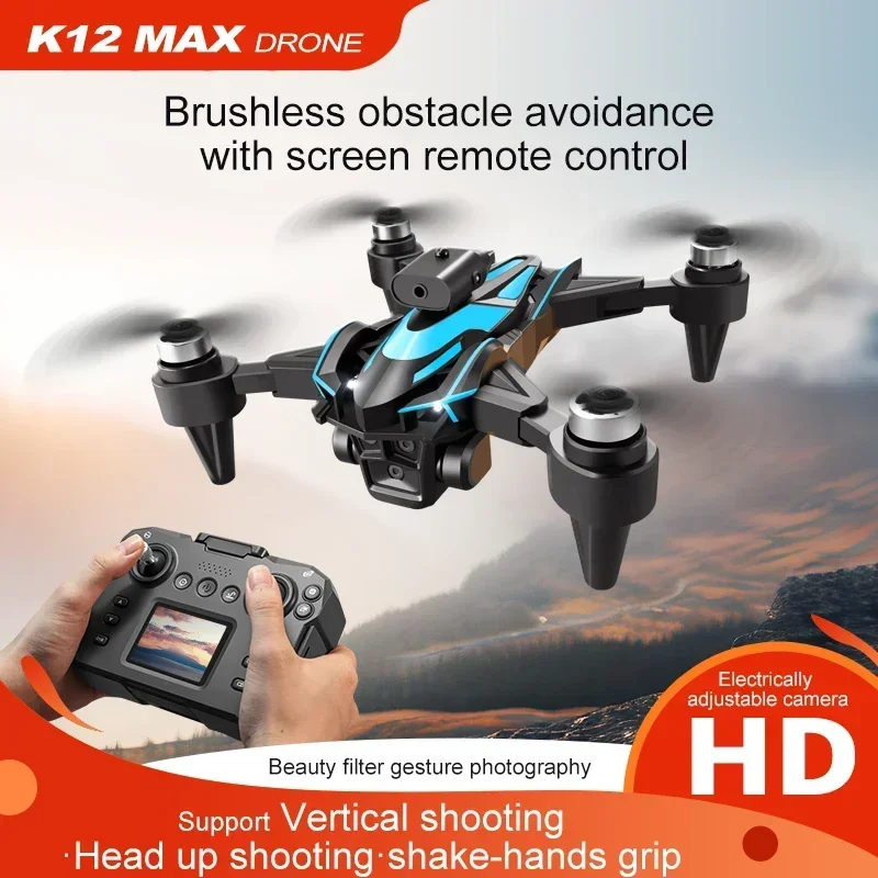 

K12Max Screen Controlled Brushless Drone Real-Time Transmission Belt Screen Display 4K HD Aerial Photography Quadcopter Dron Toy