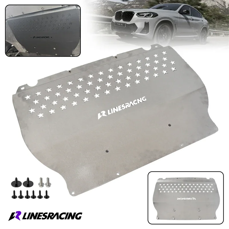 For BMW X3M X4M Oil Cooler Skid Plate LR Underhood Shield F97 F98 2019-2023 3.0L L6 DOHC S58 Protection Board