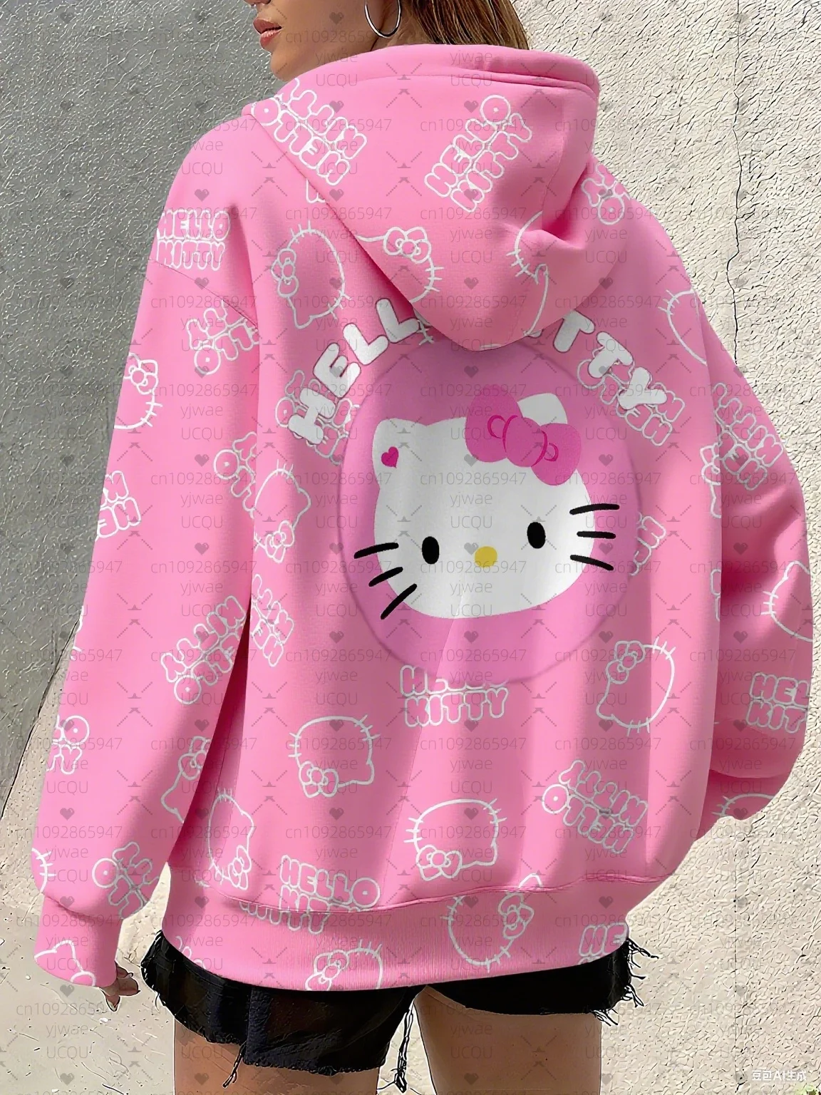 2025, Damen-Kapuzenpullover, 3D-Kitty-Druck, Sweatshirt, lockerer Outdoor-All-Match-Hoodie, Damen- und Mädchen-Kapuzenpullover, Damenbekleidung