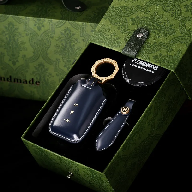 Handmade High-End Personality Genuine Leather Key Case Cover Protective Shell Bag Keychain For Lexus ES RX Car Accessories