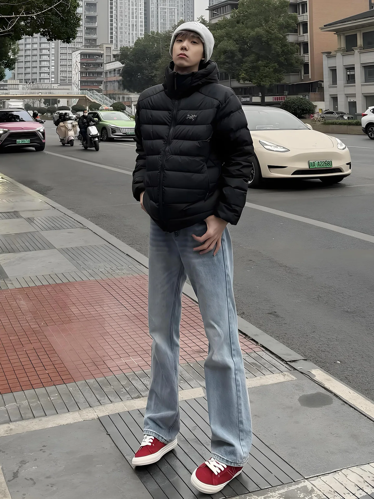 

Мужские джинсы Waed Vintage светло-голубого цвета, американские, прямого кроя, повседневные брюки, износостойкие, для весны и осени