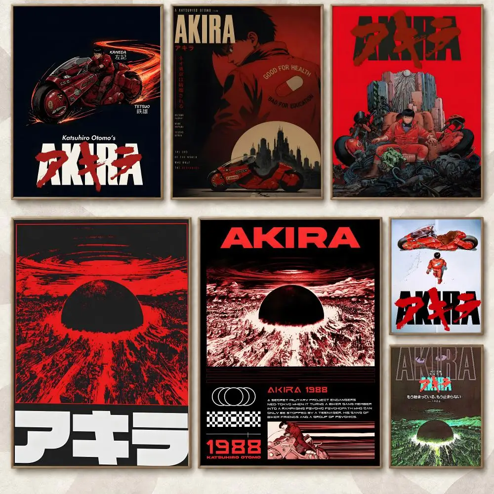 AKIRA 80s Anime Cinema Cyberpunk Neon City Collection Poster Aesthetic Art Print for Bedroom & Living Room Decor, Unframed