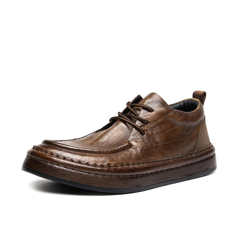 

Handmade Genuine Leather Men Shoes Casual Slip On Loafers Breathable Men Flats Fashion Moccasins Tooling Shoes Short Boots