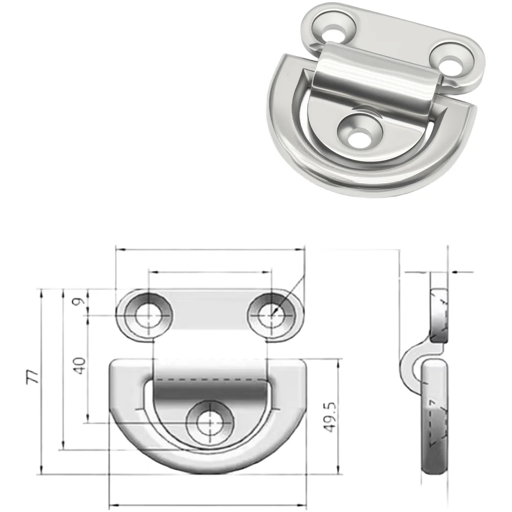 For Sailing Boats Handle Marine Applications D Ring Cleat Handle Cabinet Pull Ring 304 Stainless Steel For Sailing
