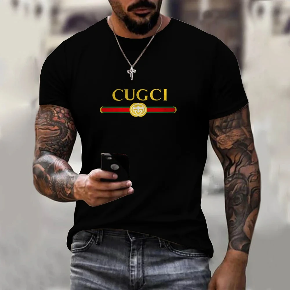 

2025 Summer Explore Solid Color Letter 3D Printing Sports Leisure Fashion Men's Street Style Short Sleeve Top T-shirt