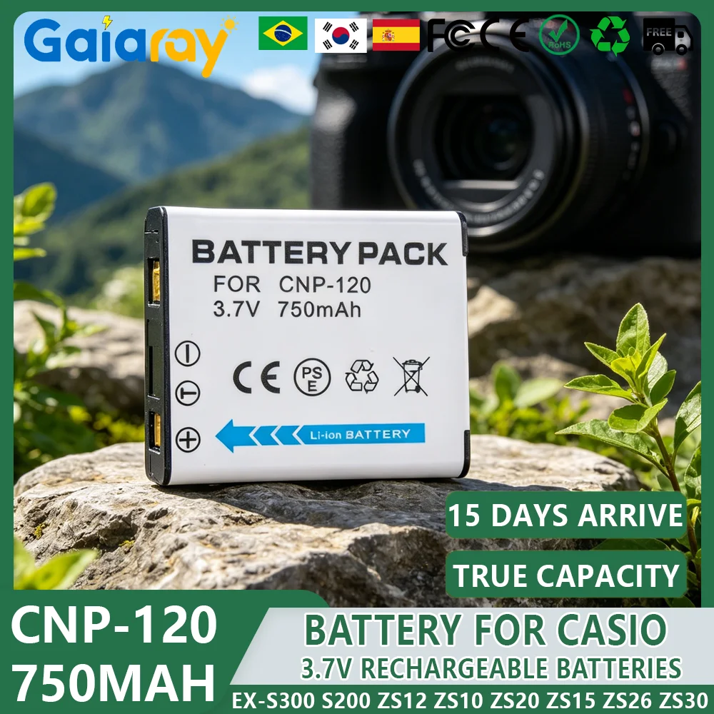 Batería Recargable NP120 de 3.7V 750mAh CNP-120 NP-120 para Cámara Casio EX-S300 S200 ZS12 ZS10 ZS20 ZS15 ZS26 ZS30