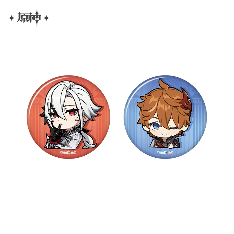 2024 Anime Genshin Impact Fatui Q Version Internet Meme Series Badge Tartaglia Arlecchino Baji Brooch Button Official Gift