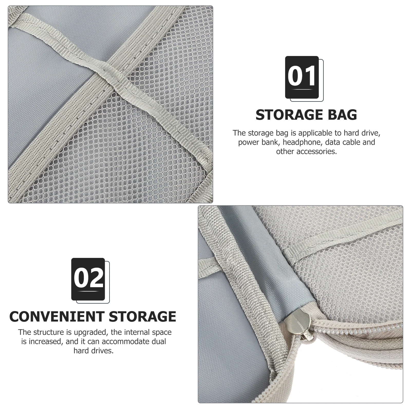 

Premium Electronics Accessories Organizer Bag Portable Cord Storage Pouch Double Layer Design For Usb Chargers Cables Travel