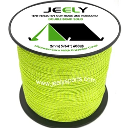 50m/20m 2mm 5/64'' 600lb UHMWPE Core with Polyester Jacket Rope with Reflective Tracers Guy Line For Tent Hammock Cord