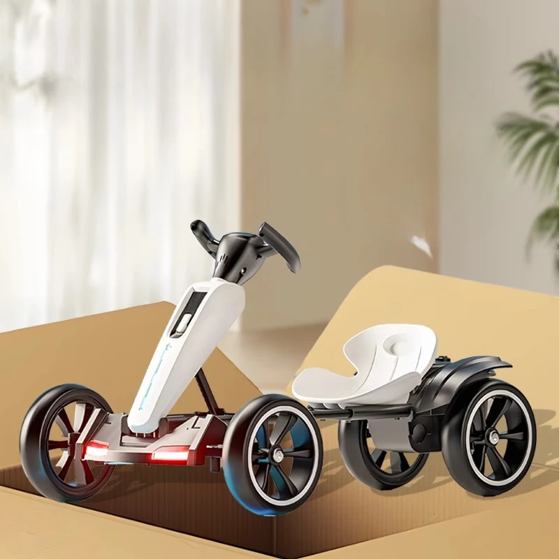 ‌ Opvouwbare draagbare elektrische kindergokart met 390-motor Coole LED-verlichting Geen montage Off-road speelgoedauto voor jongens/meisjes